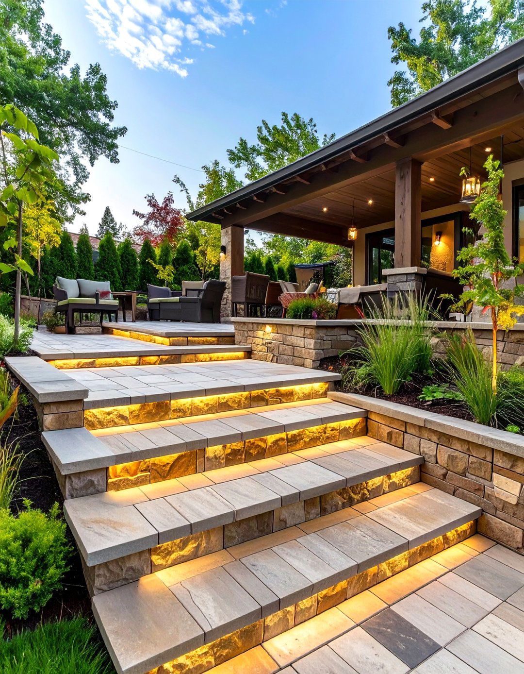 The Multi Level Paver Patio with Retaining Walls - 30 backyard paver ideas