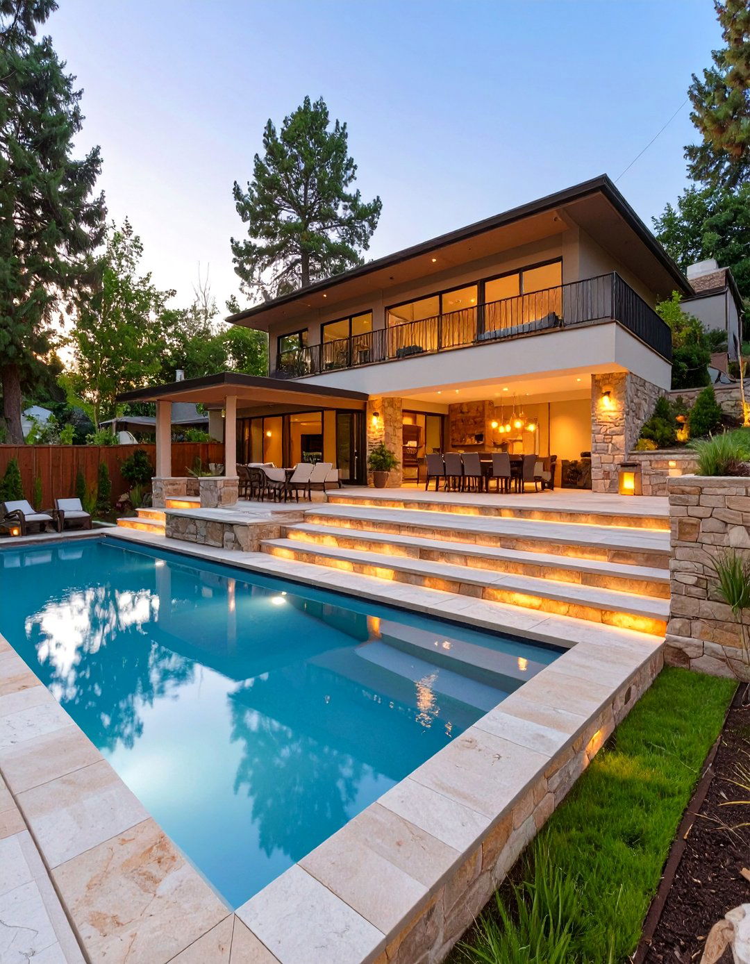 The Multi Level Pool and Patio Design - 30 backyard pool landscaping ideas