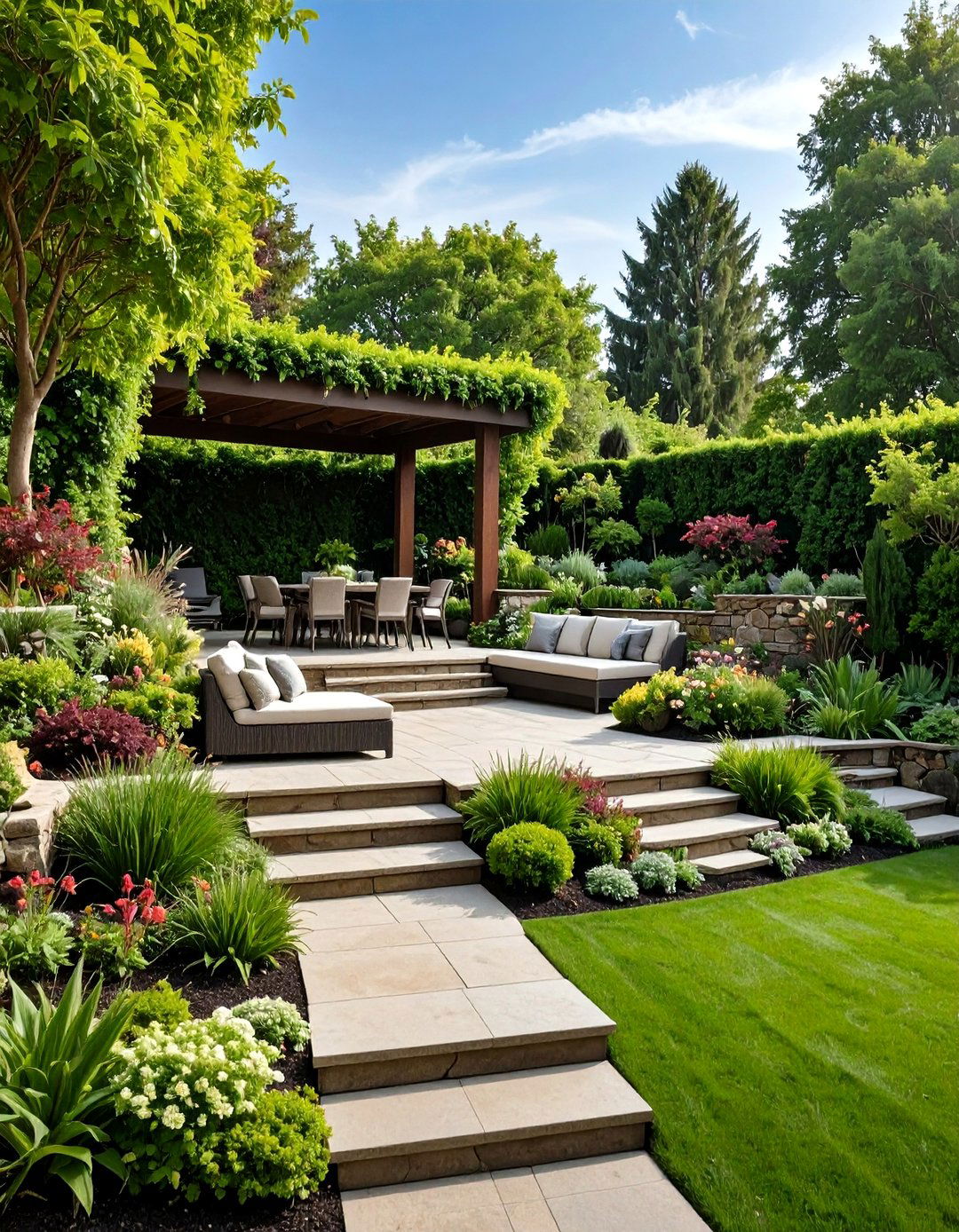 The Multi Level Terrace Garden - 30 down sloped backyard ideas