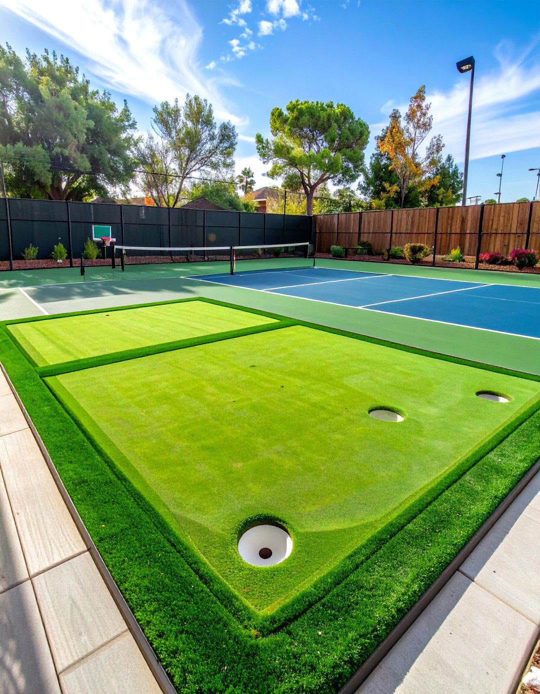 The Multi Sport Court Putting Green - 30 backyard putting green ideas