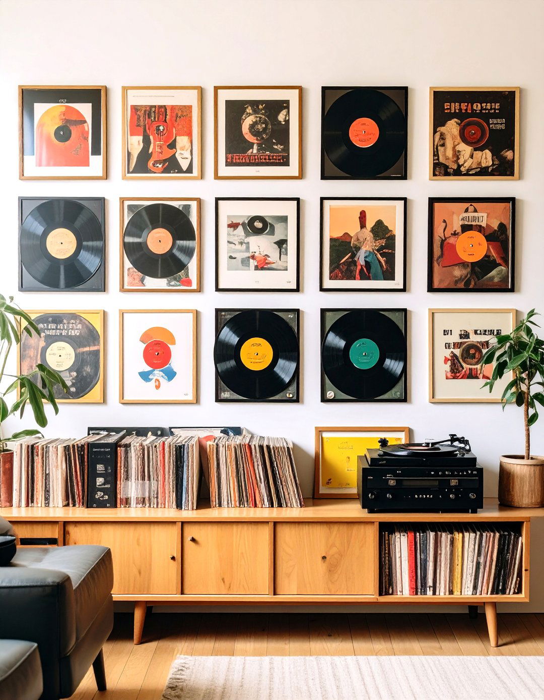 The Music Themed Gallery Wall - 30 living room gallery wall ideas