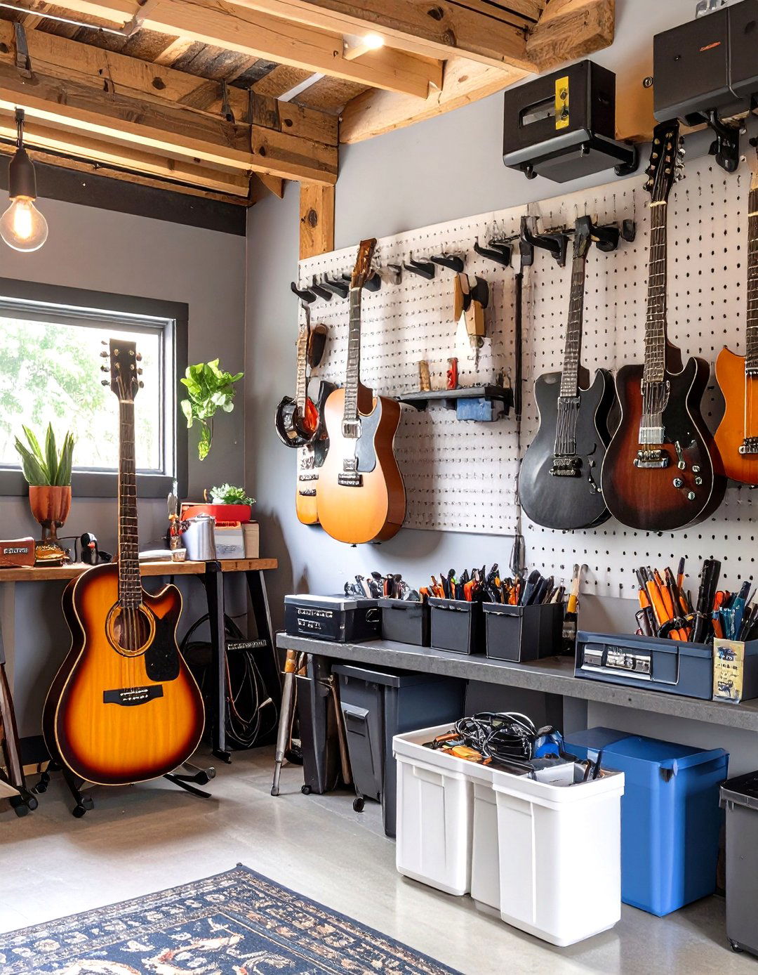 The Musicians Corner Garage Pegboard - 30 garage pegboard ideas