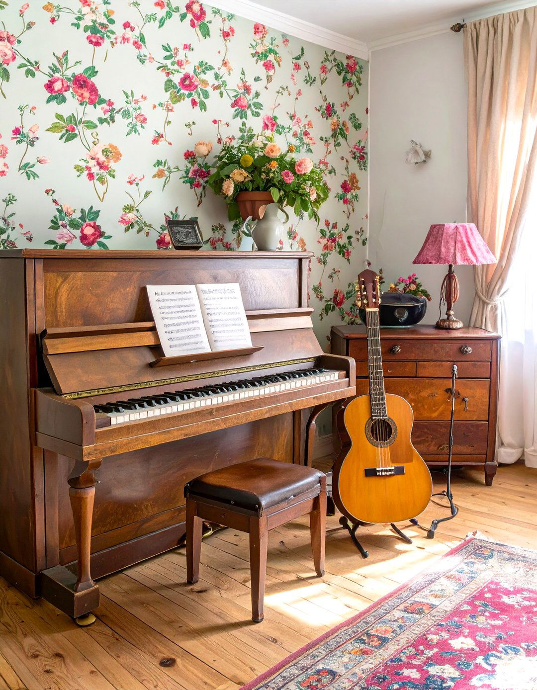 The Musicians Corner with Vintage Instruments - 30 cottagecore interior design ideas