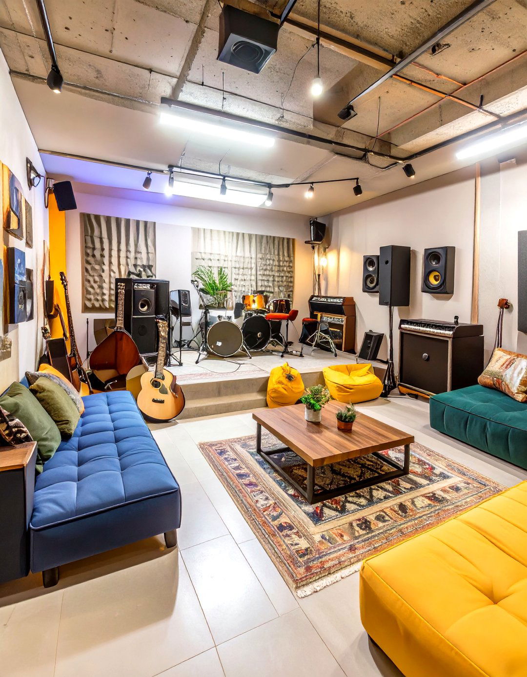 The Musicians Jam Session Basement - 30 man cave basement ideas