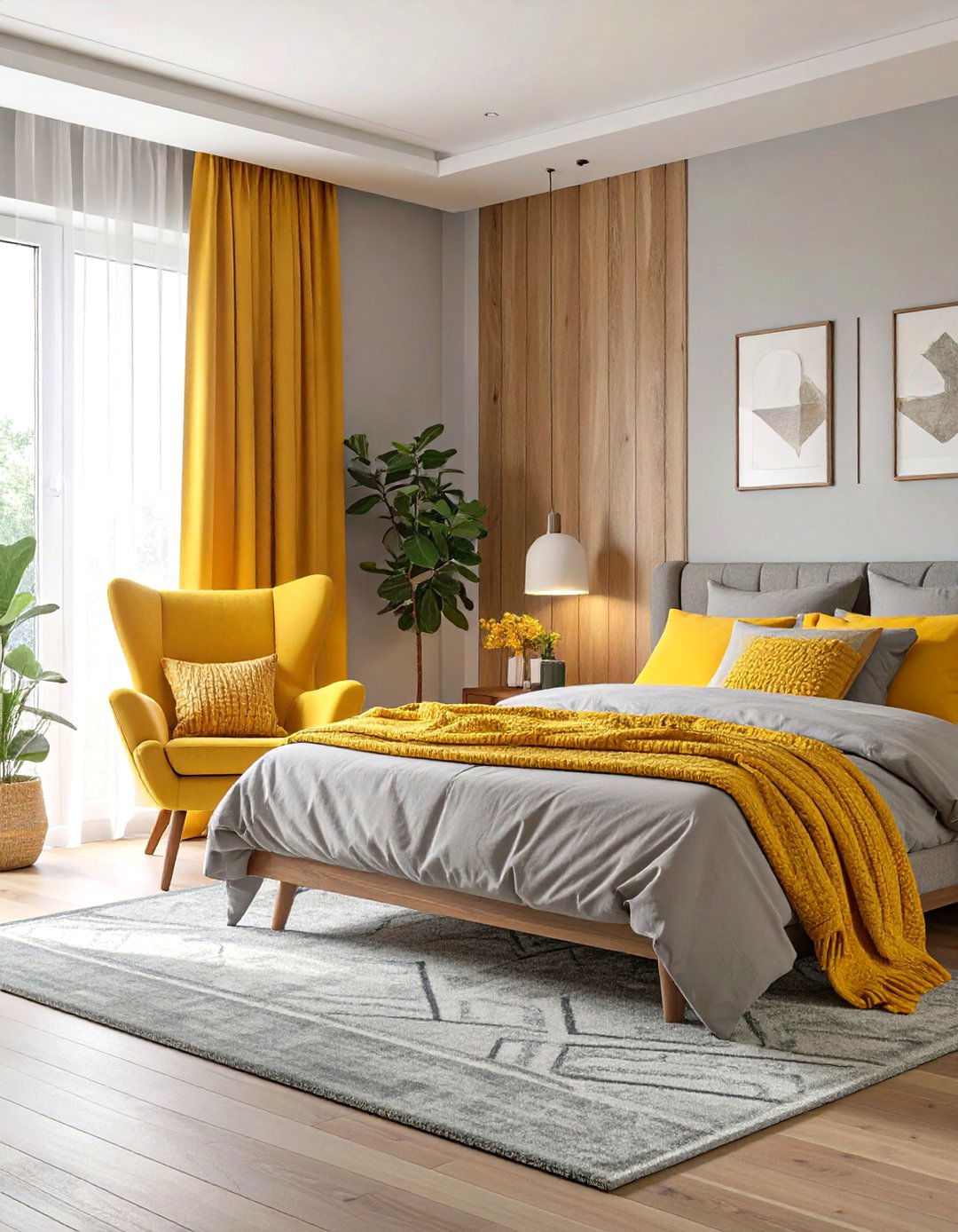 The Mustard Yellow Accent Bedroom - 30 mid century modern bedroom ideas