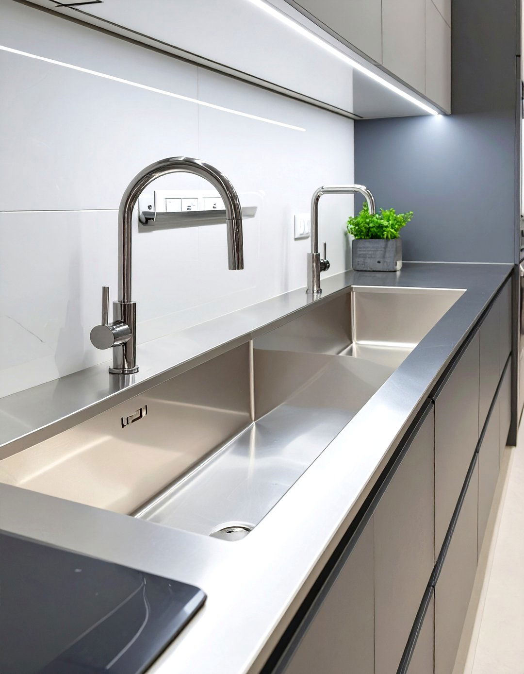The Narrow Galley Kitchen Trough Sink - 30 modern kitchen sink design ideas
