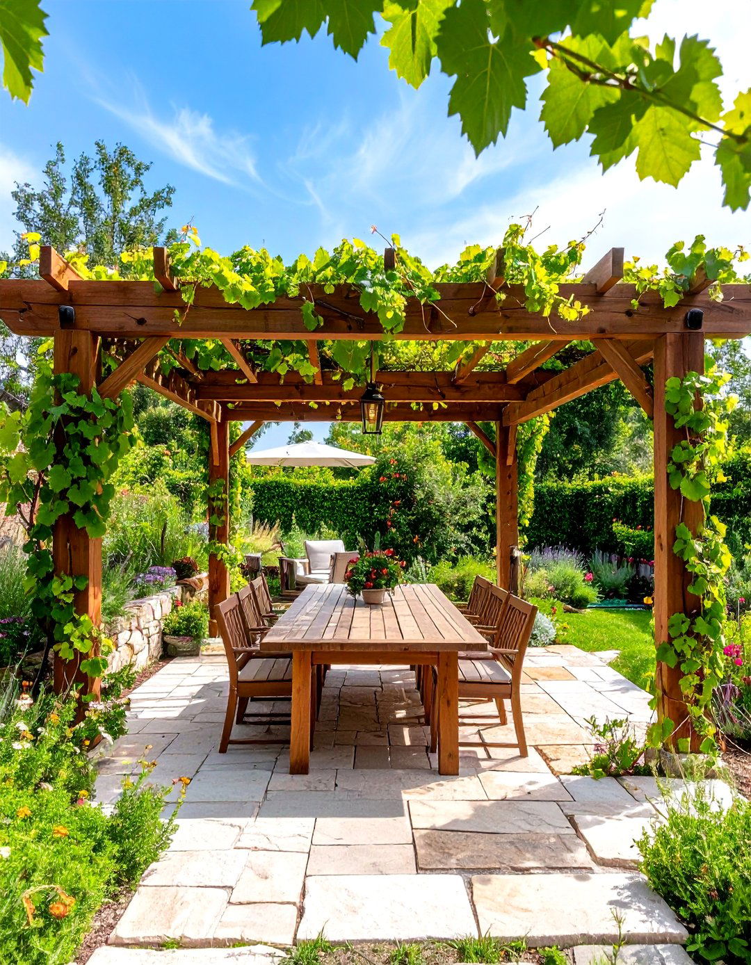 The Natural Arbor with Grapevines - 30 backyard canopy ideas
