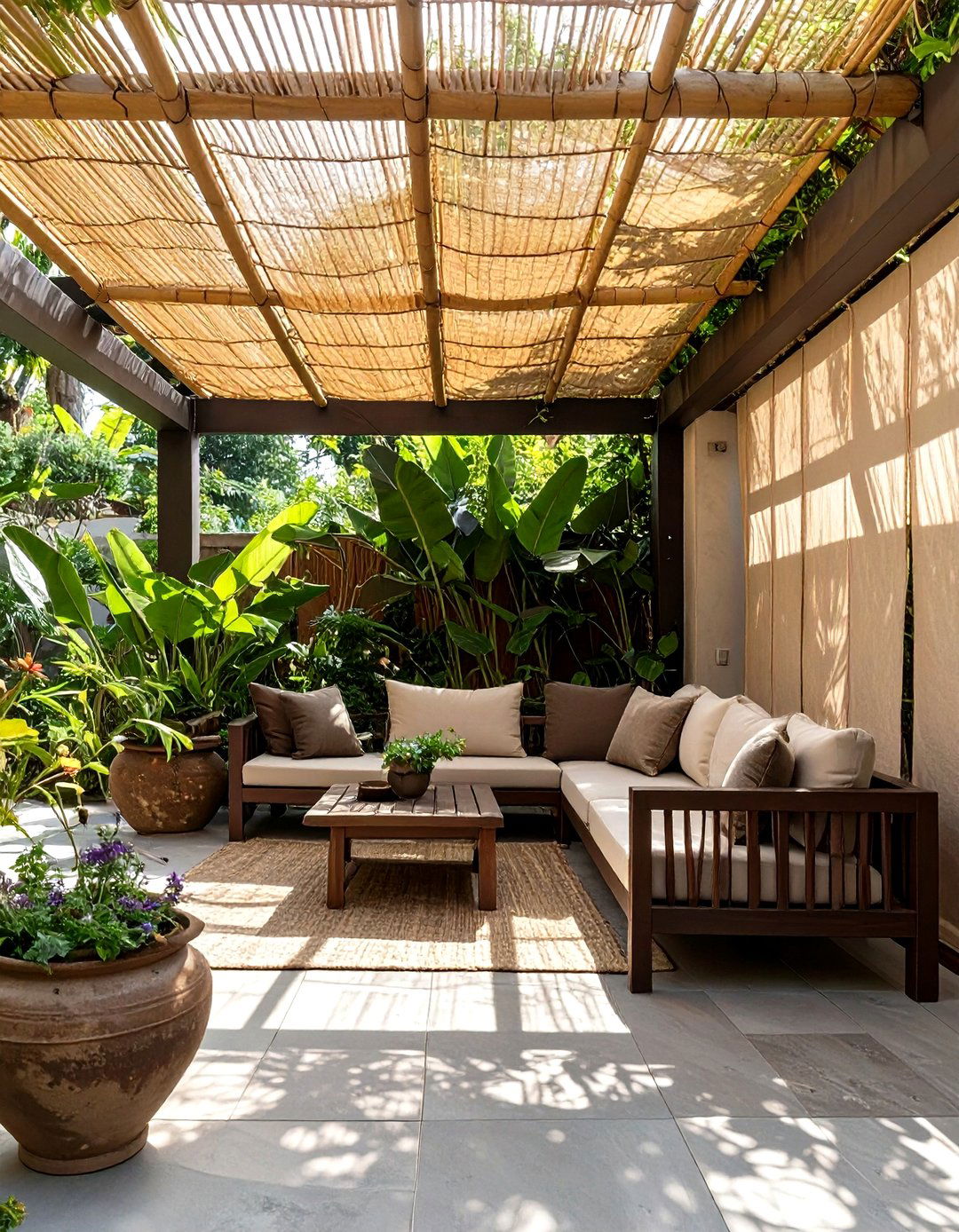 The Natural Bamboo Screening Room - 30 inexpensive covered patio ideas