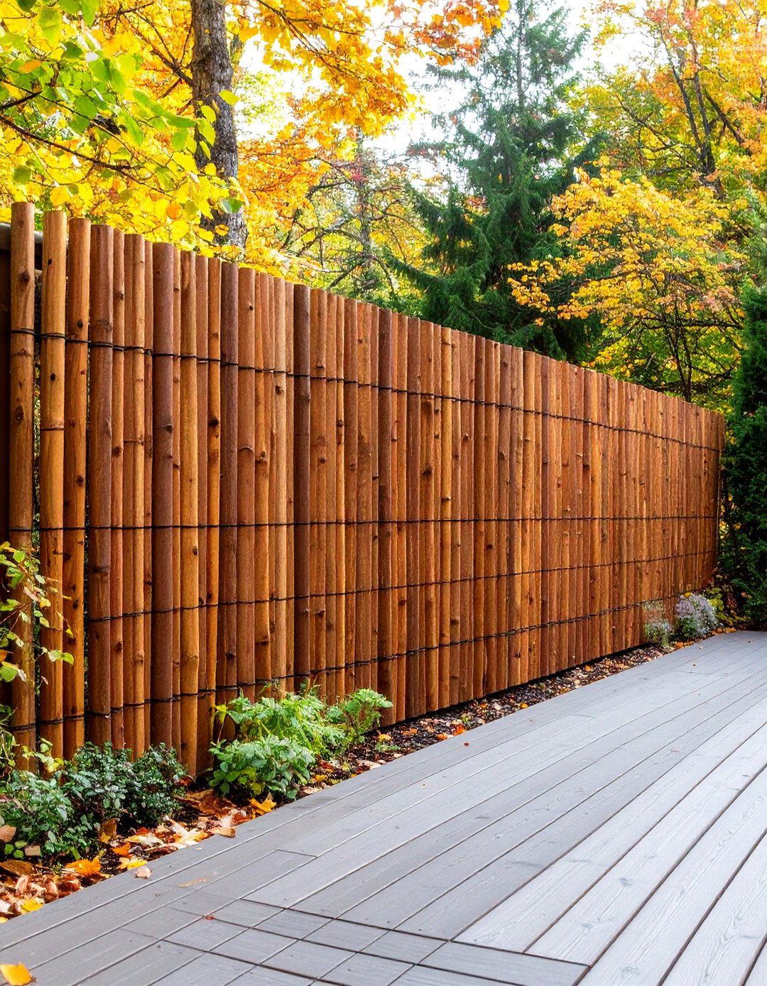 The Natural Brushwood Panel Screen - 30 deck privacy ideas