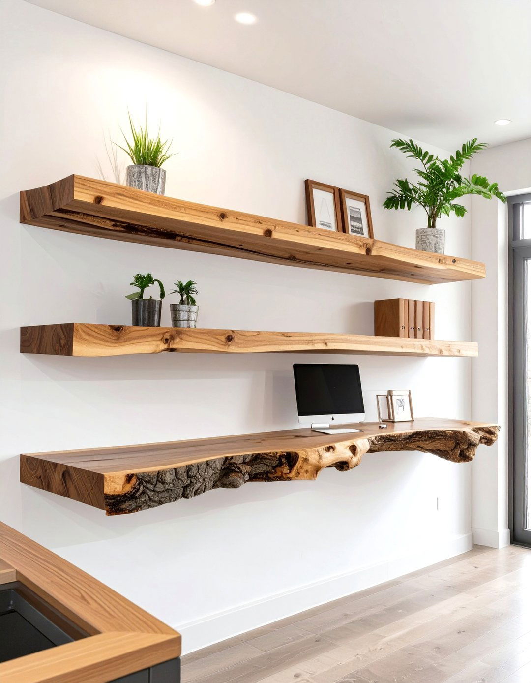 The Natural Edge Wood Shelf - 30 office shelving ideas