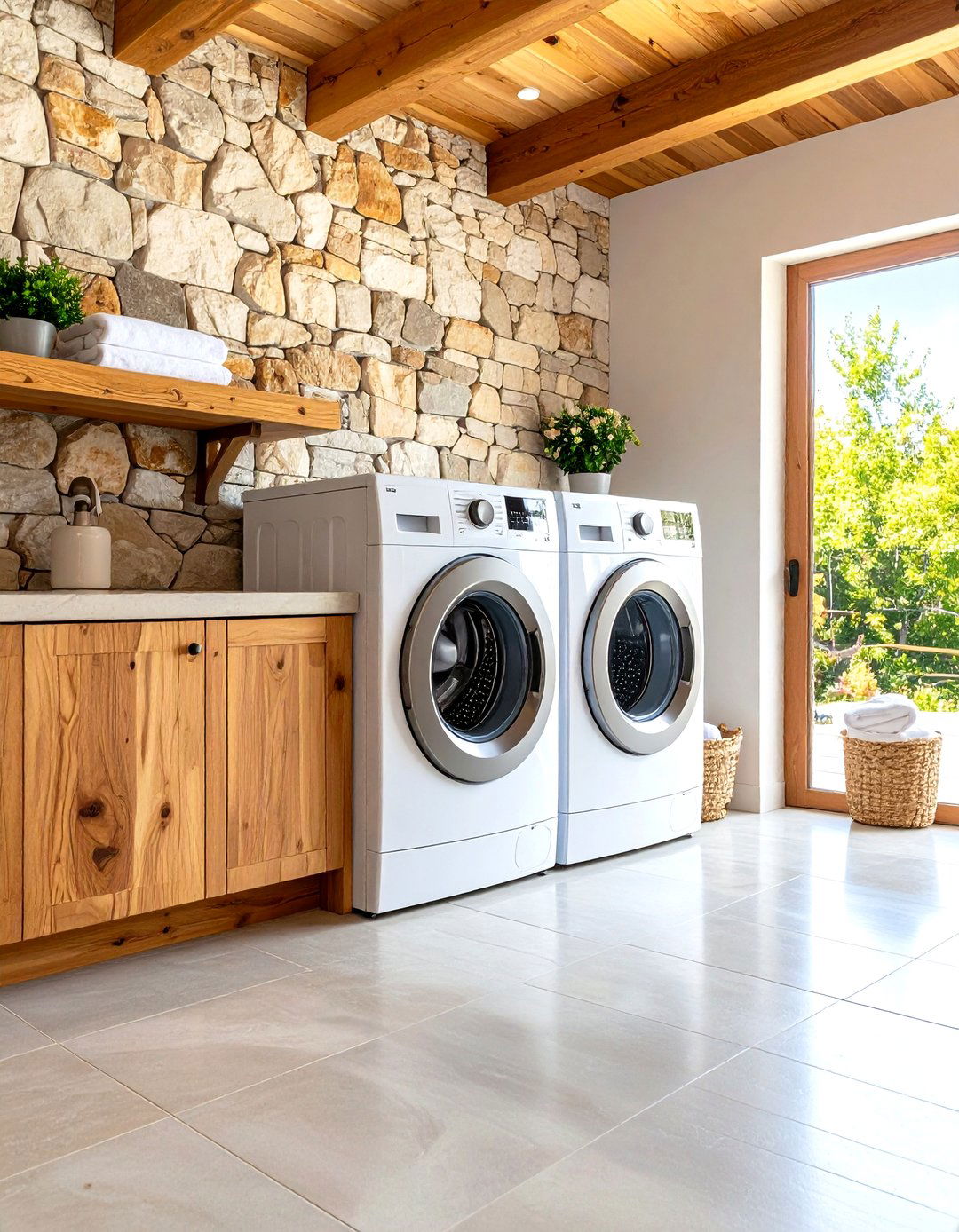 The Natural Elements Laundry Room - 30 laundry room stacked washer dryer ideas