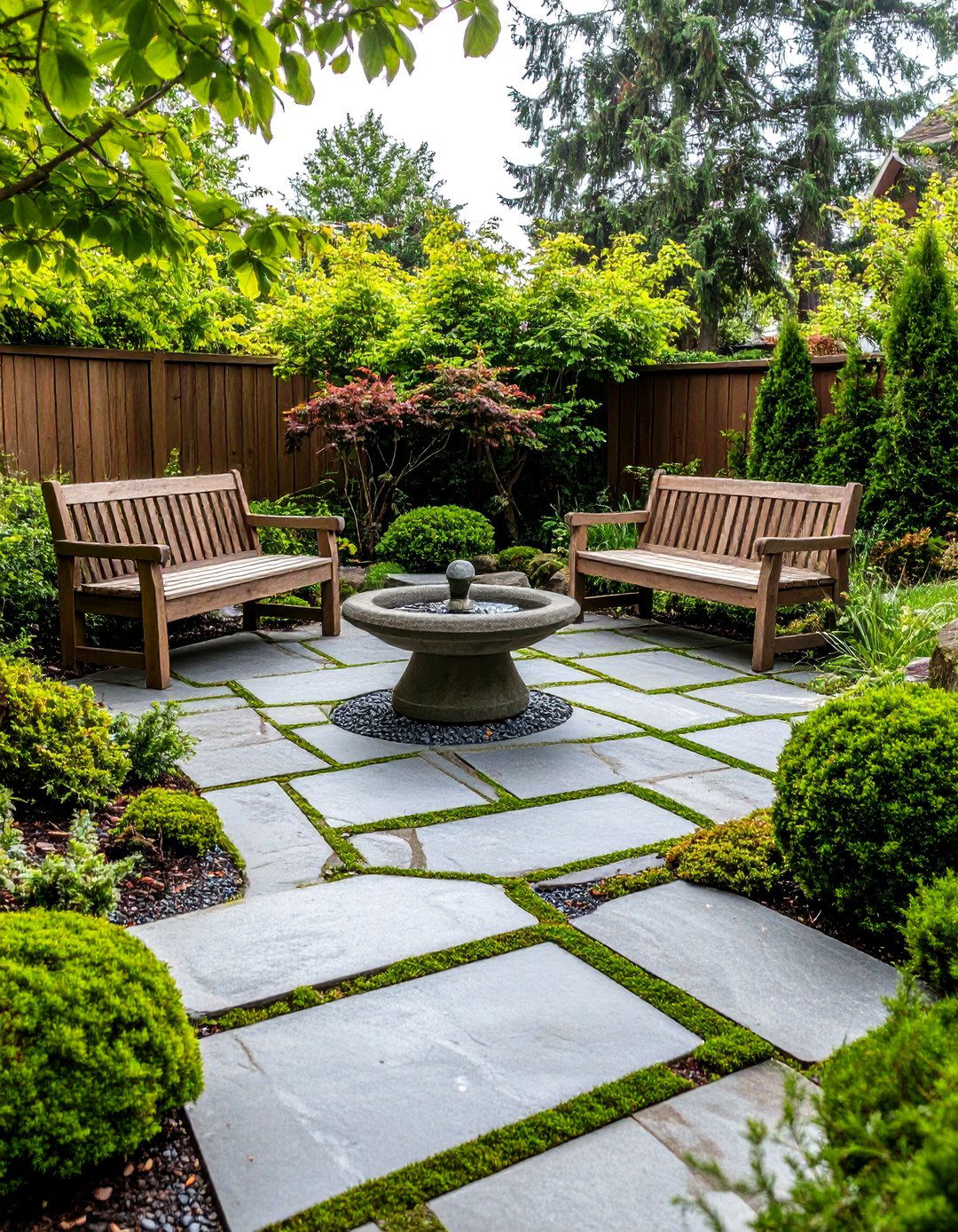The Natural Flagstone Patio with Moss - 30 diy patio ideas