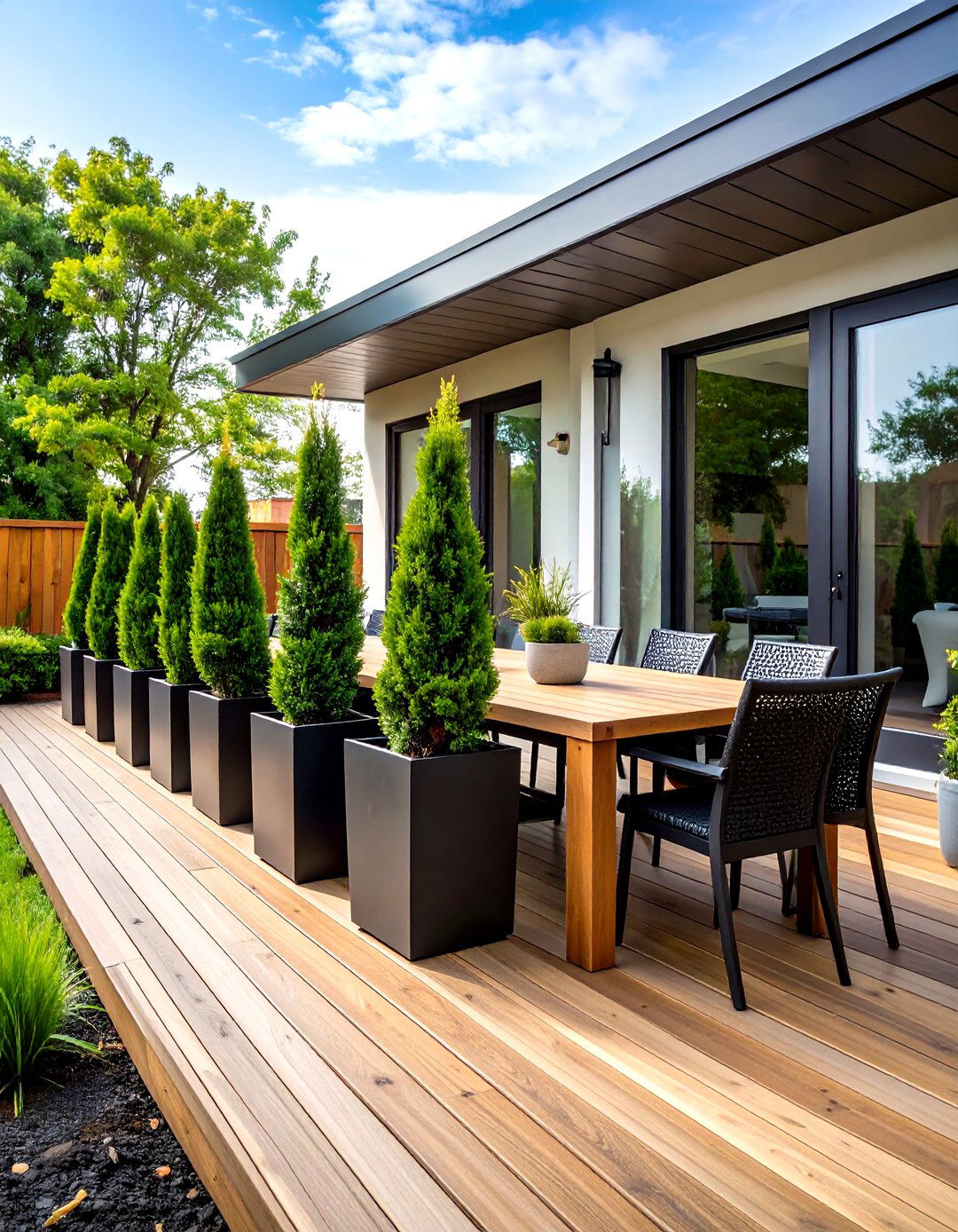 The Natural Hedge in a Box Planters - 30 deck privacy ideas