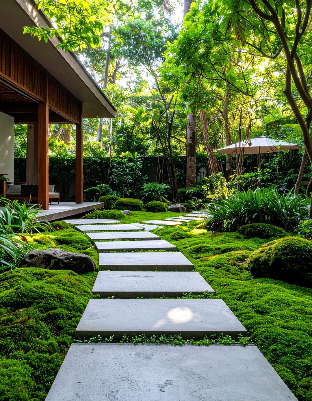 The Natural Moss and Groundcover Patio - 30 inexpensive ways to cover concrete patio ideas
