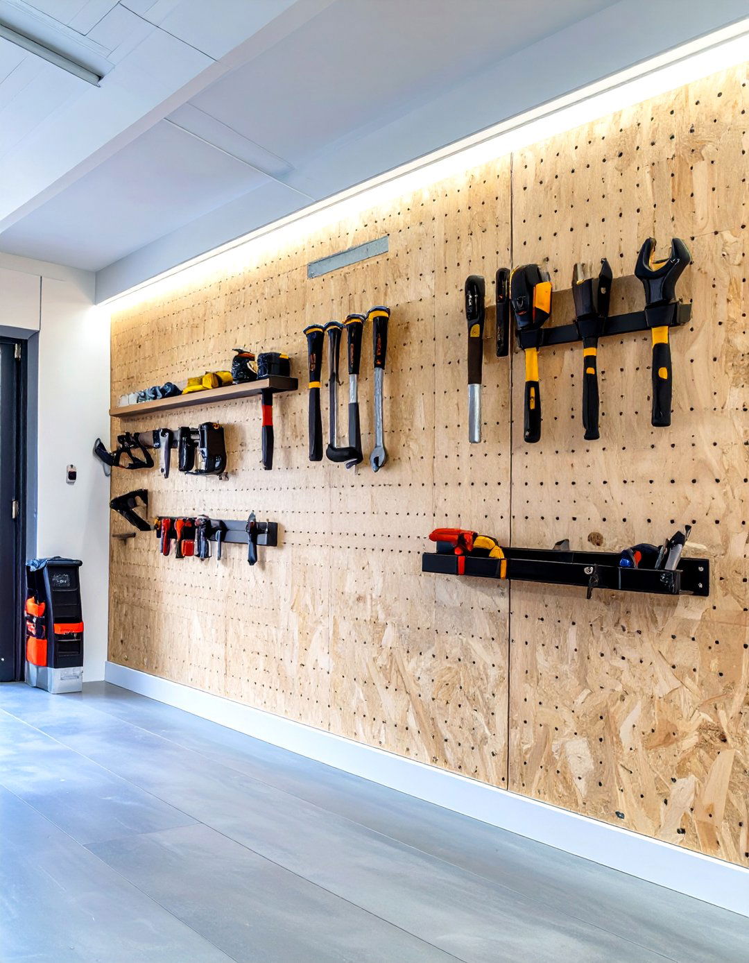 The Natural Plywood French Cleat Wall - 30 garage tool organization ideas