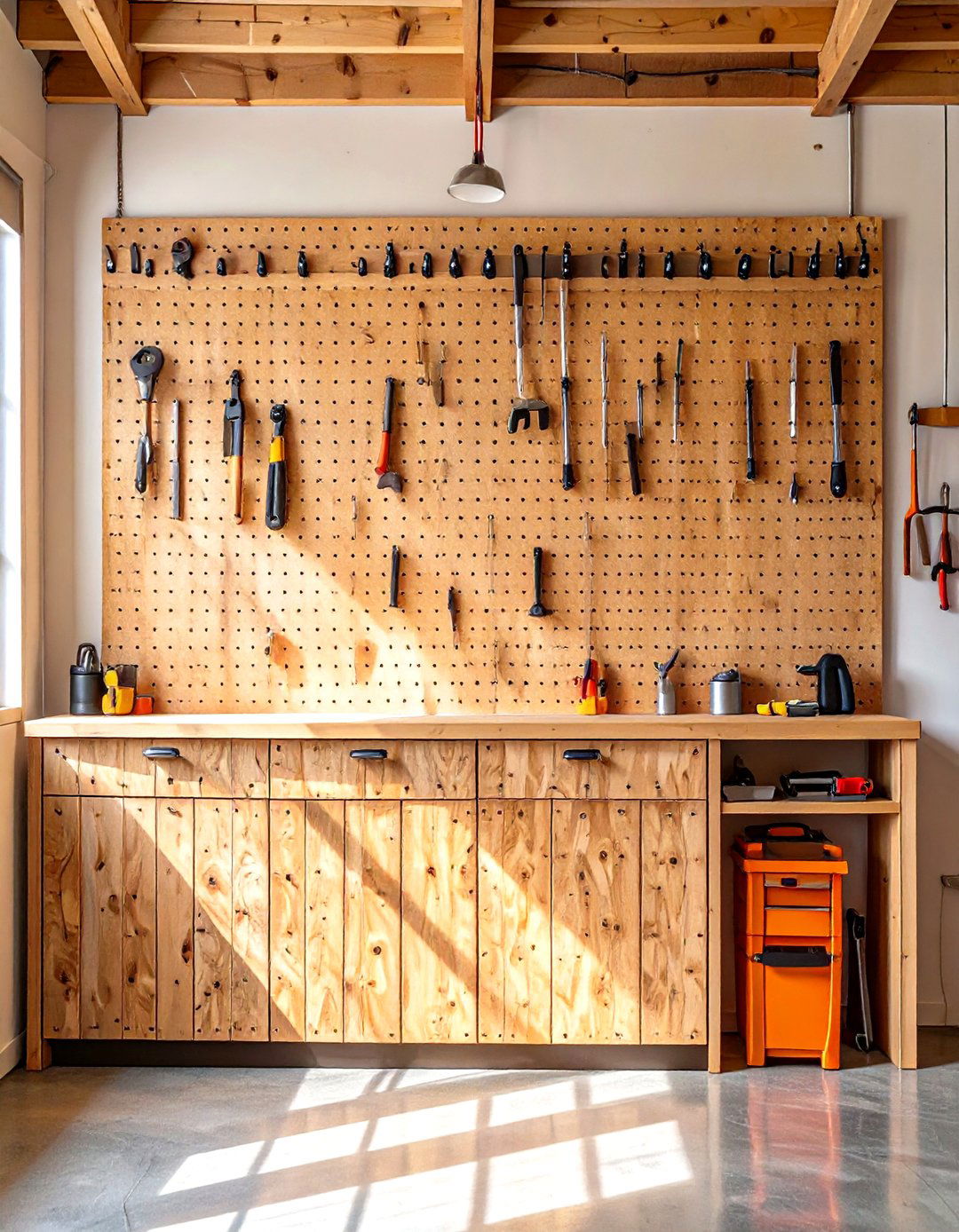 The Natural Plywood Pegboard Aesthetic - 30 garage pegboard ideas