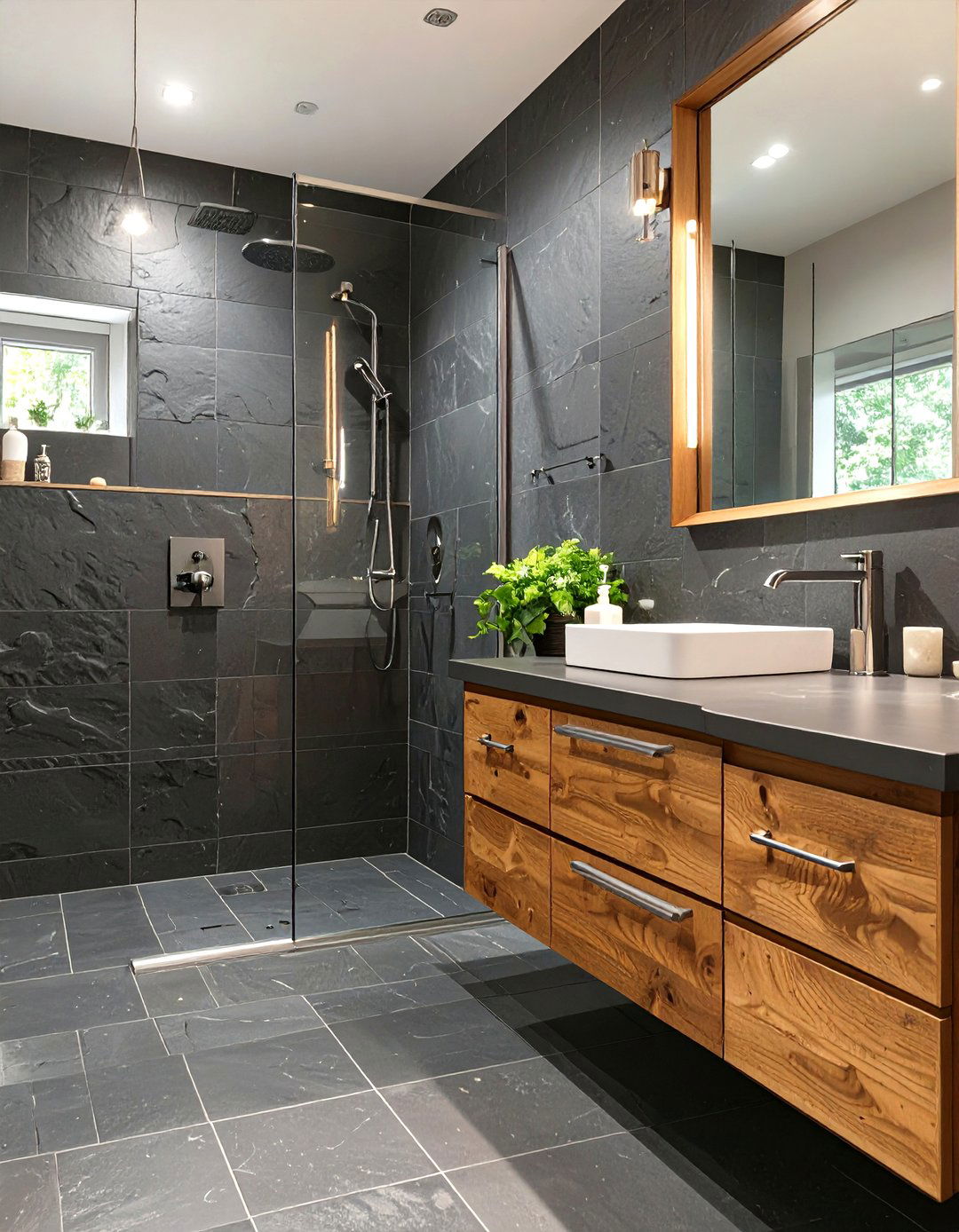 The Natural Slate Tile Bathroom - 30 masculine bathroom ideas