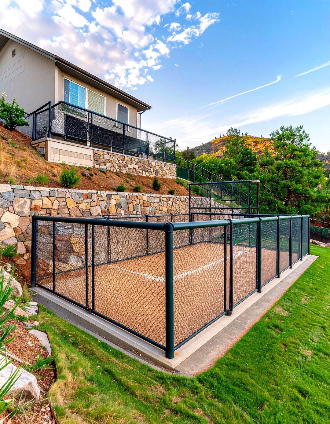 The Natural Slope Batting Cage - 30 backyard batting cage ideas