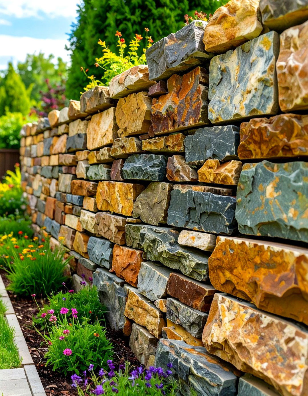 The Natural Stacked Stone Wall - 30 backyard wall ideas