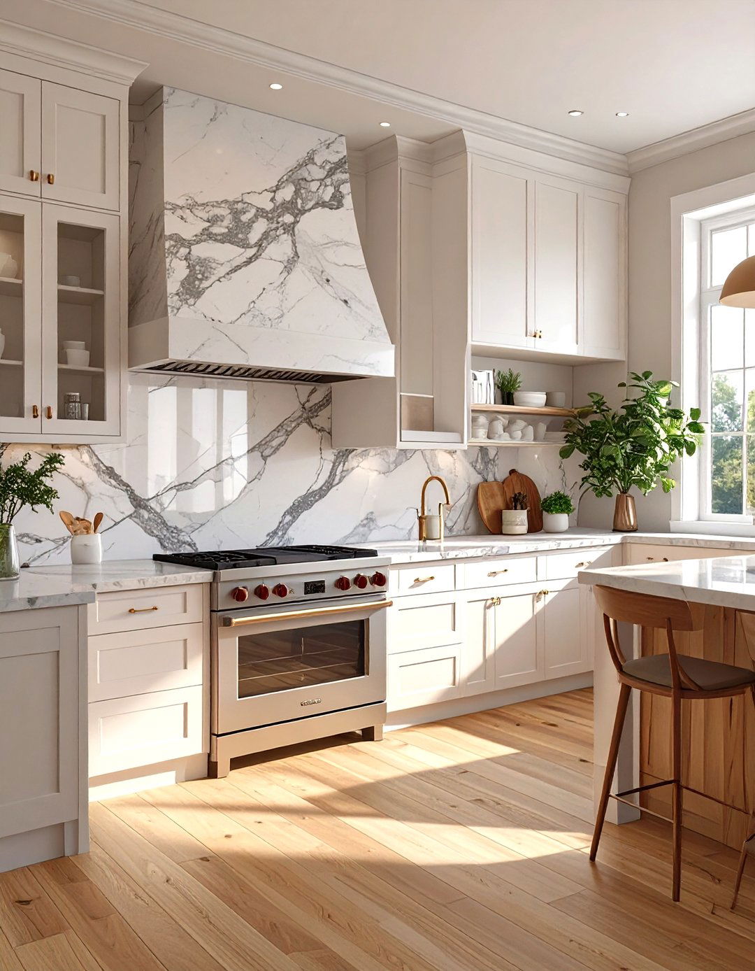 The Natural Stone Backsplash Kitchen - 30 modern farmhouse kitchen ideas
