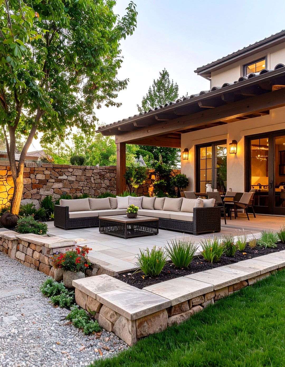 The Natural Stone Dry Stack Wall - 30 diy patio ideas on a budget