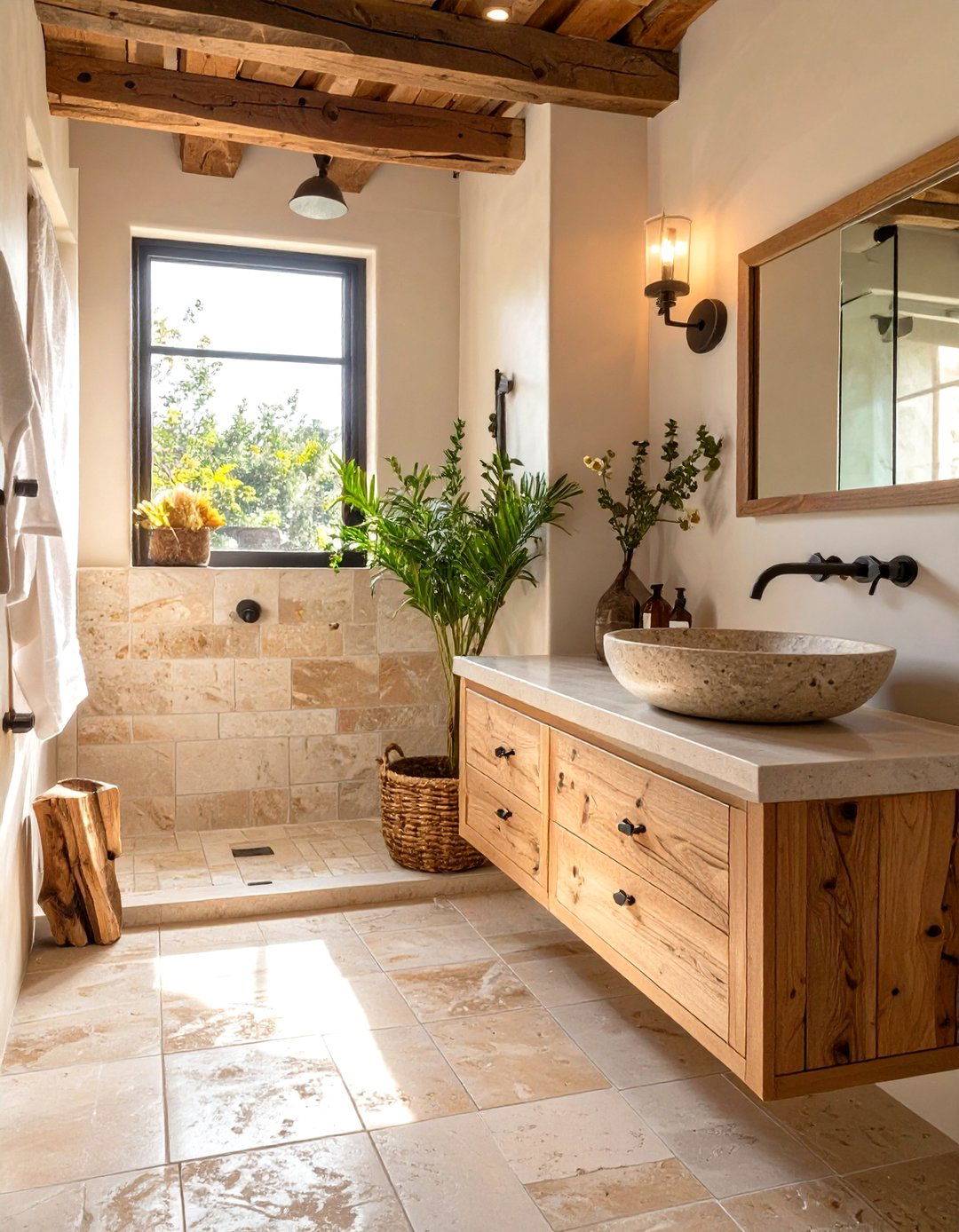 The Natural Stone Farmhouse Bathroom - 30 farmhouse bathroom decor ideas