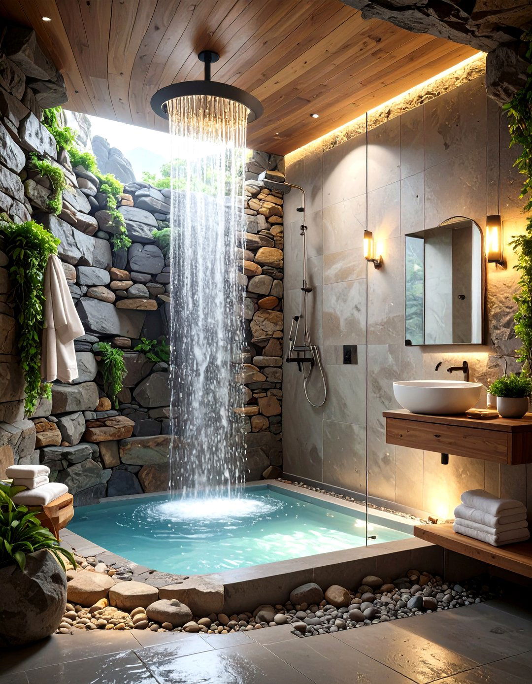The Natural Stone Grotto Bathroom - 30 bathroom shower remodel ideas