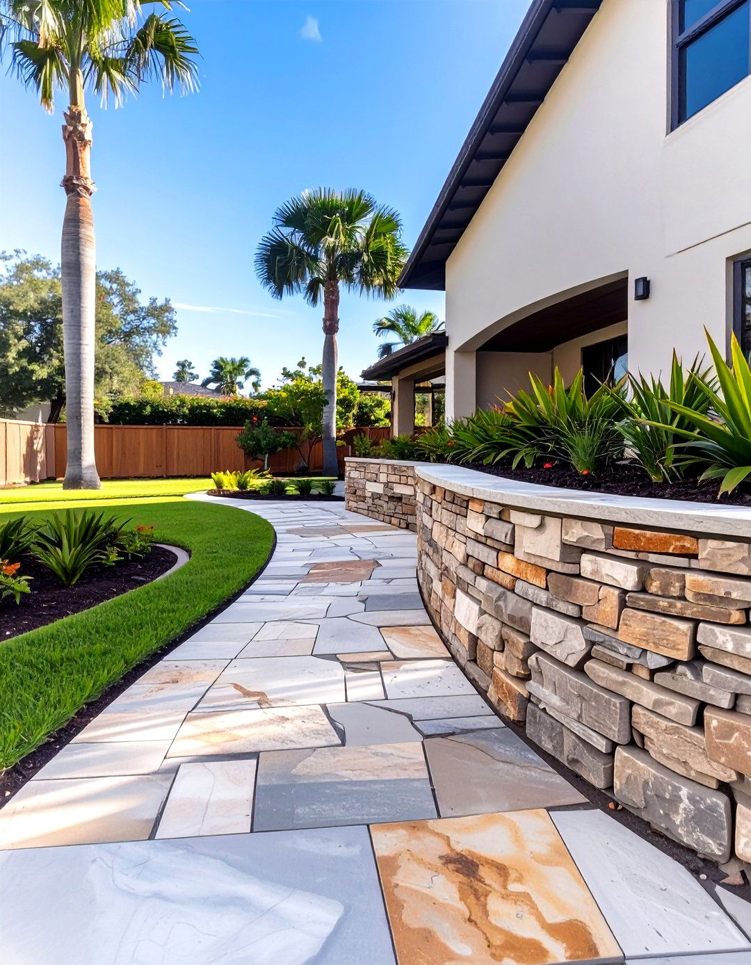 The Natural Stone Hardscape - 30 curb appeal florida front yard landscaping ideas