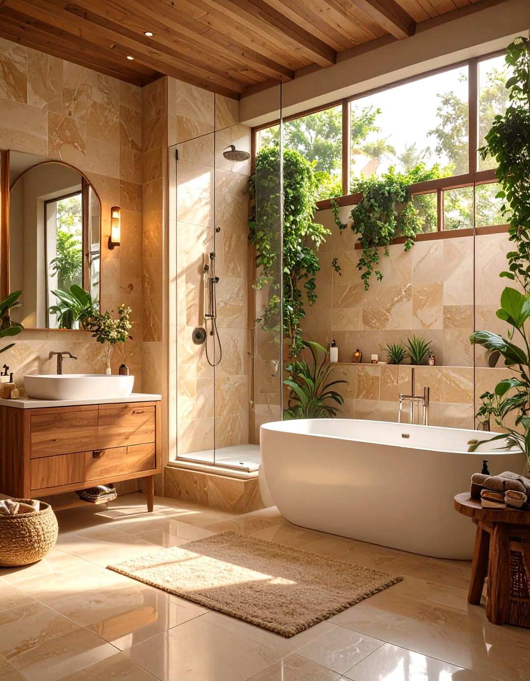 The Natural Stone Look - 30 bathtub shower combo ideas for small bathrooms
