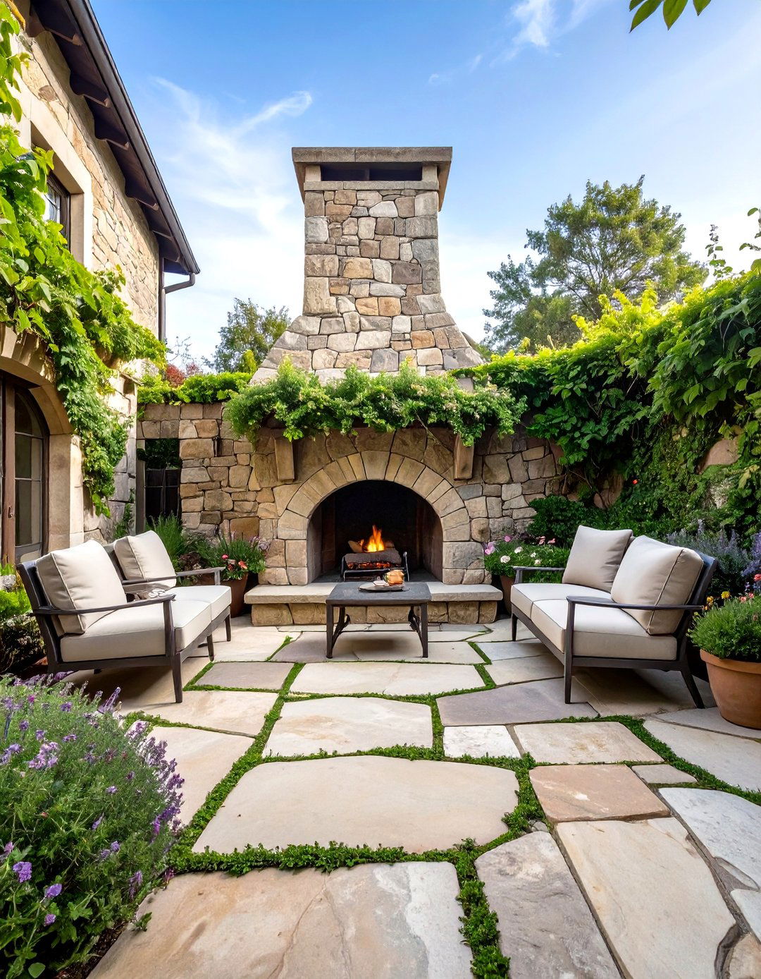 The Natural Stone Patio Oasis - 30 no grass backyard ideas