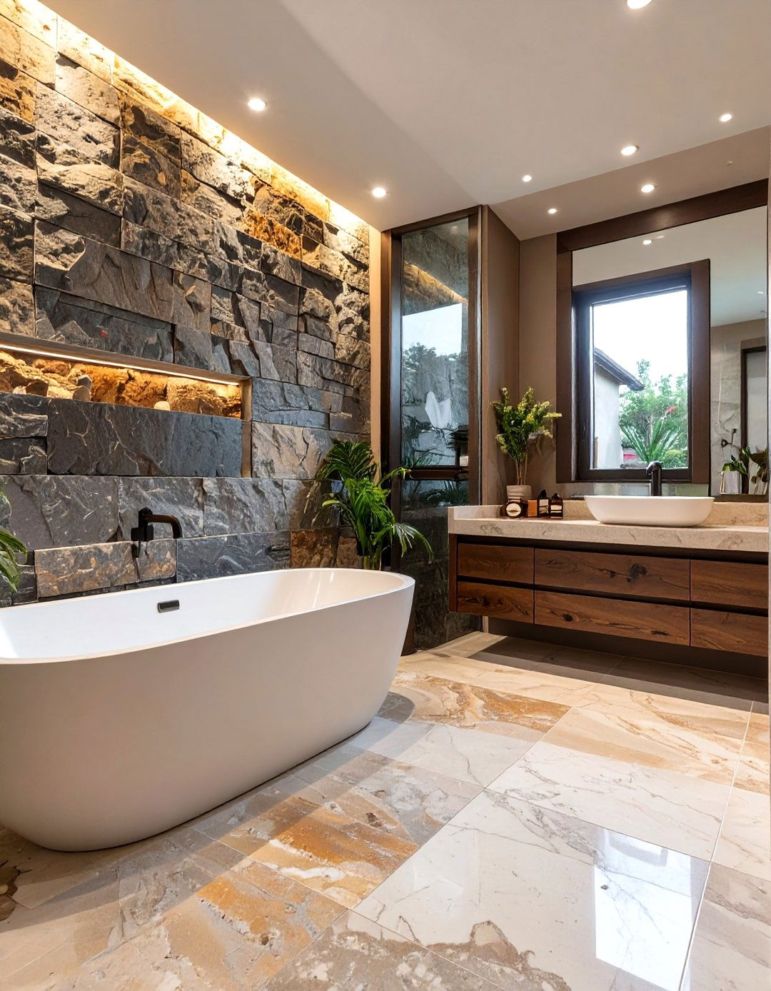 The Natural Stone Sanctuary Bathroom - 30 bathroom renovation ideas