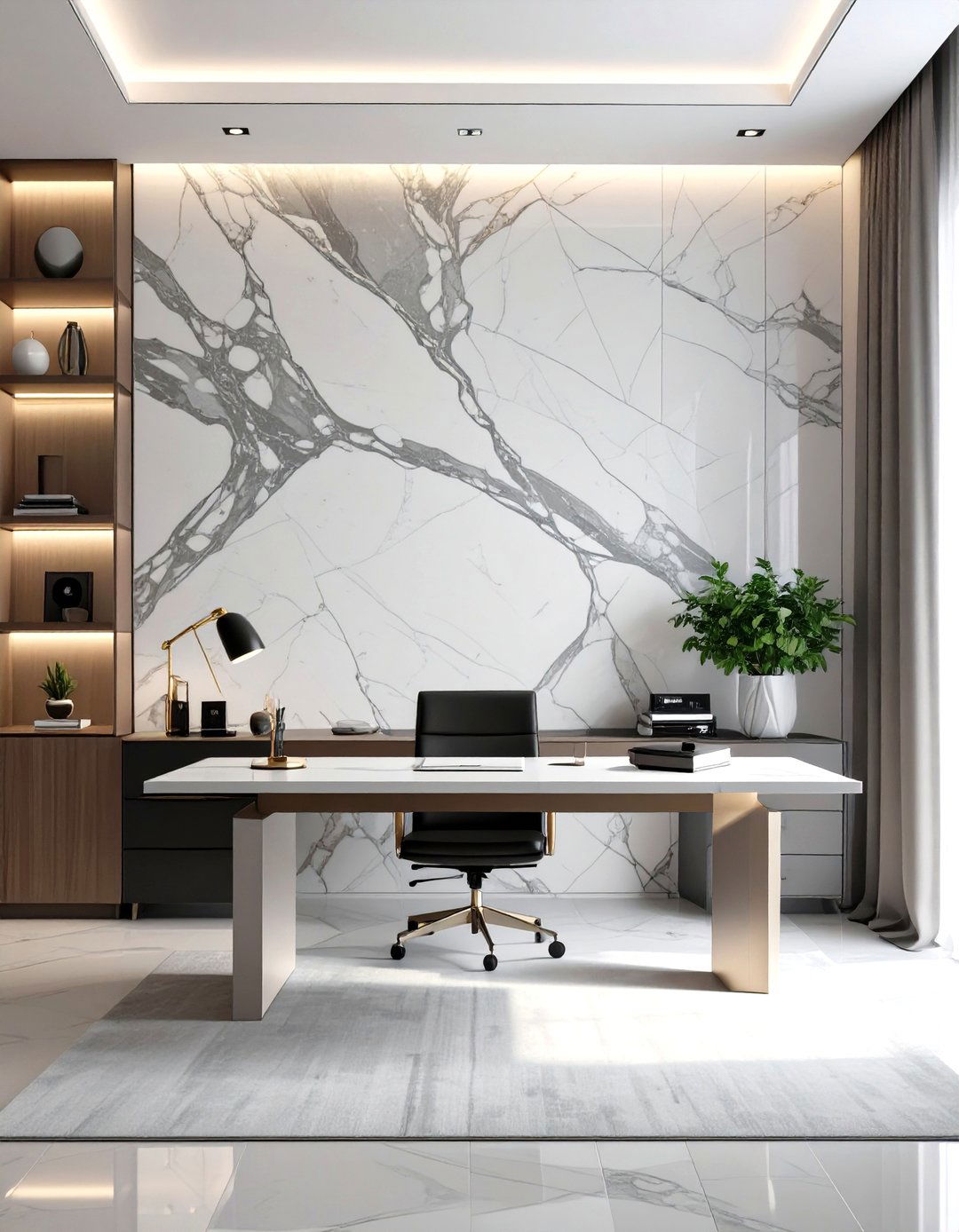 The Natural Stone Sanctuary Home Office - 30 luxury modern home office ideas