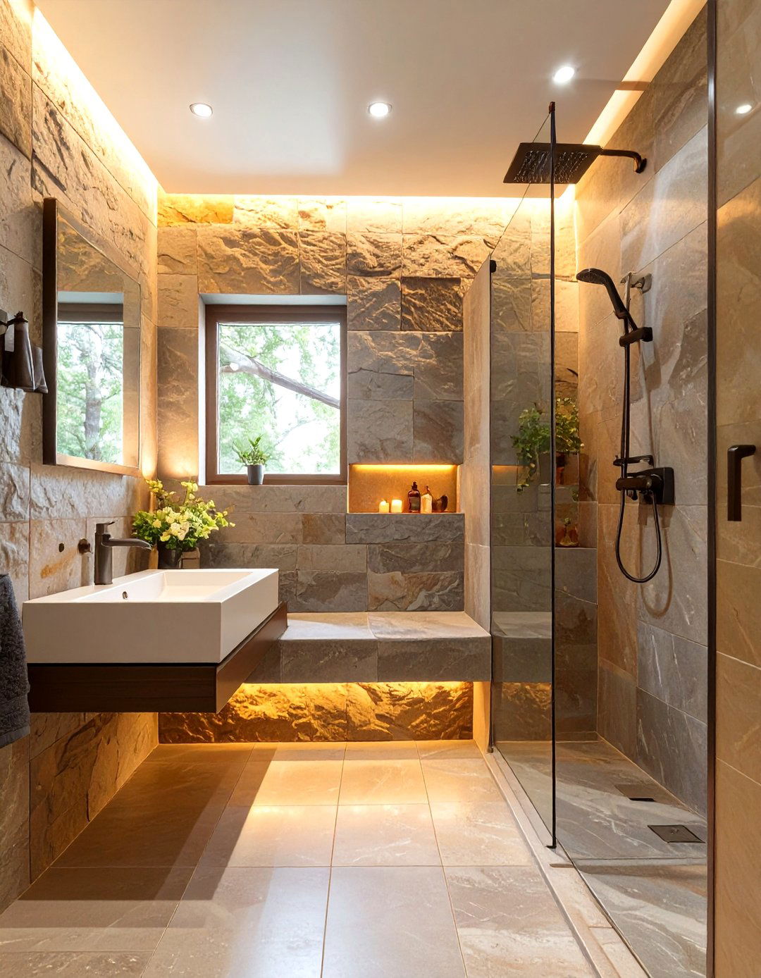 The Natural Stone Spa Walk in Shower - 30 bathroom walk in shower ideas