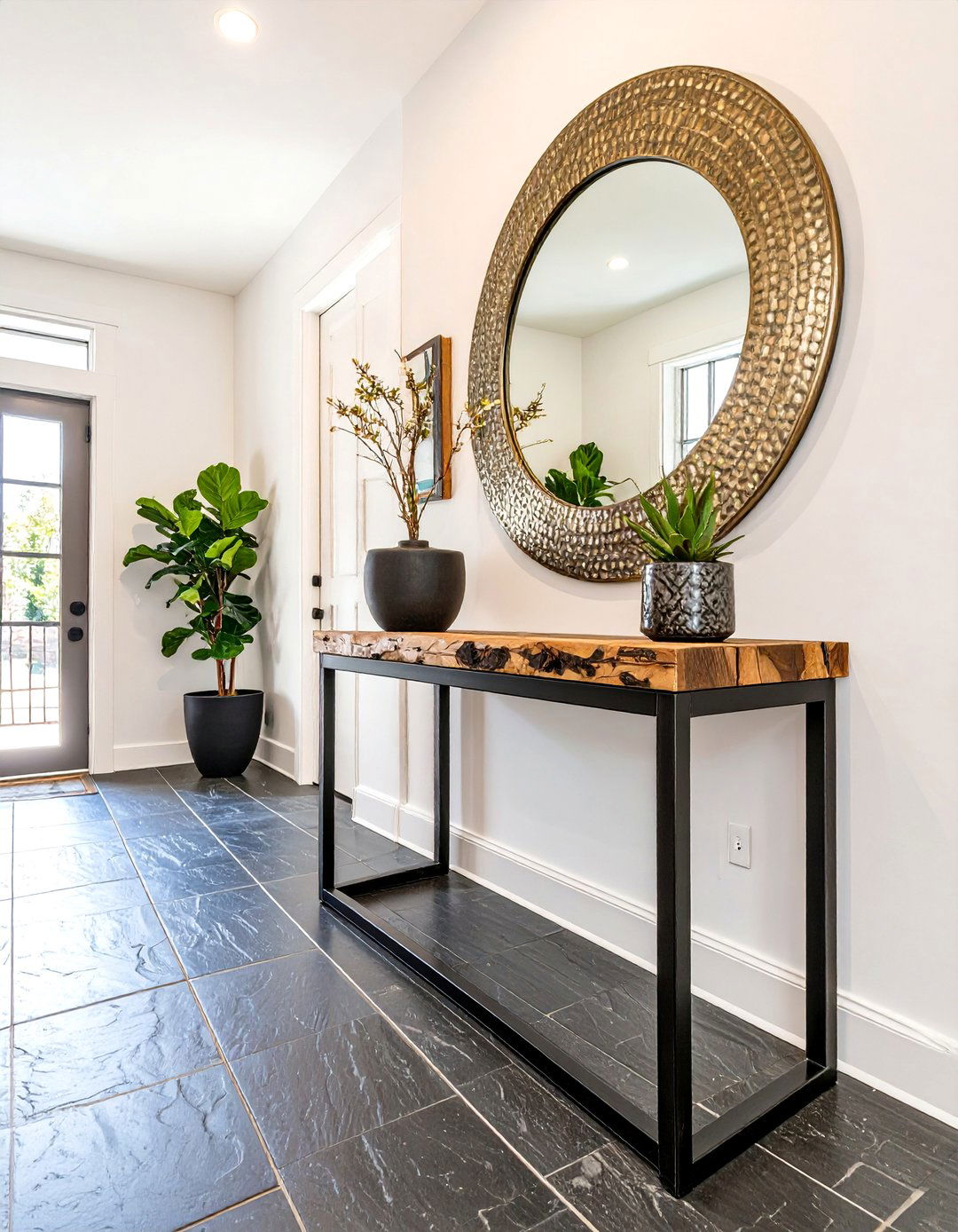 The Natural Stone and Metal Entryway - 30 best eco-friendly home decor ideas