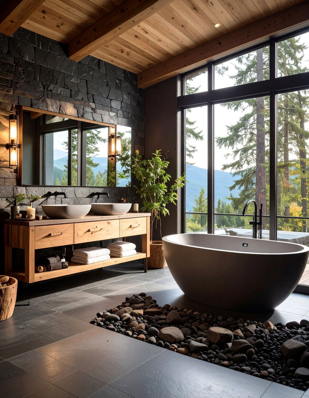 The Natural Stone and Slate Bathroom - 30 lake house decor ideas