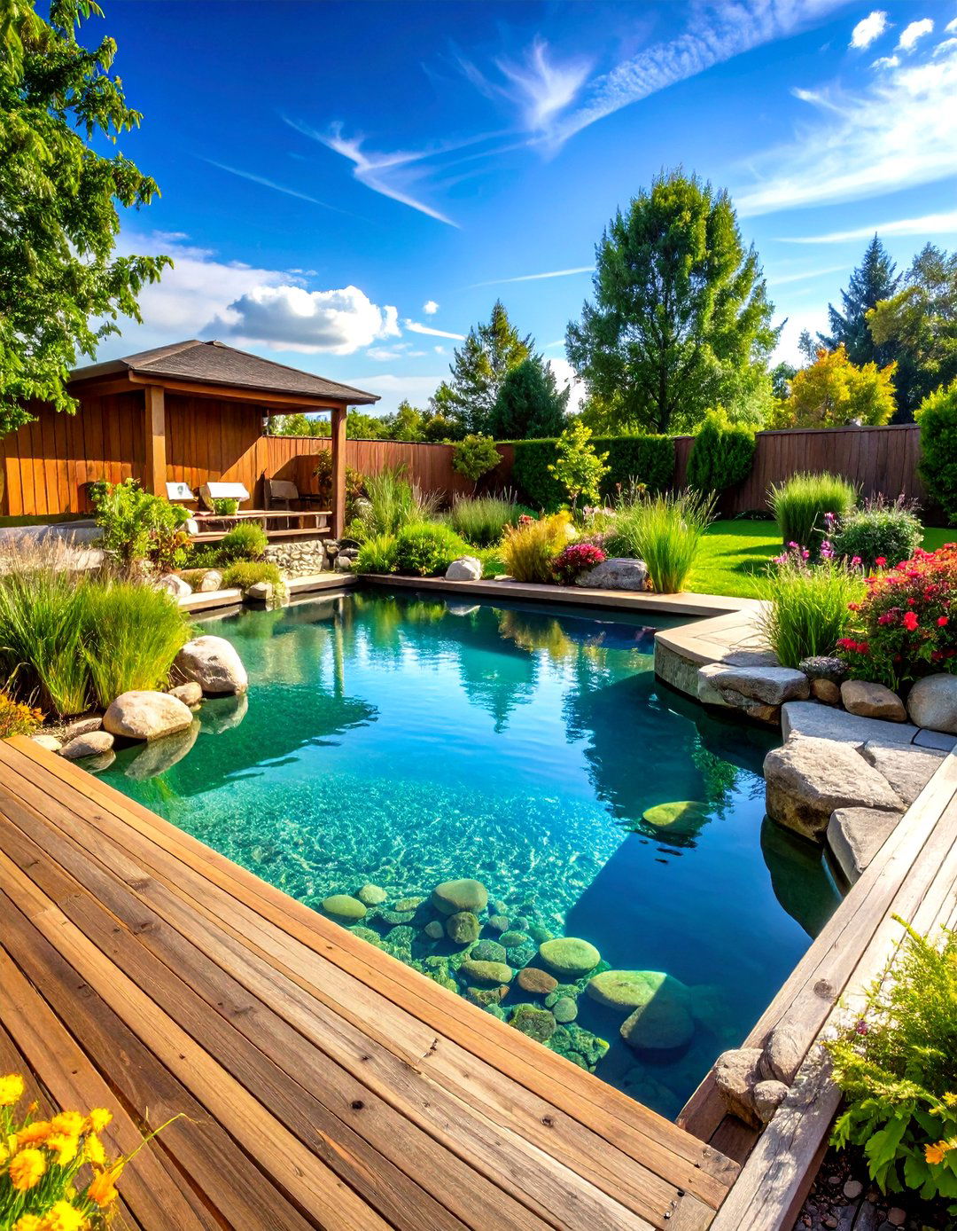 The Natural Swimming Pond and Ecosystem - 30 large backyard landscaping ideas