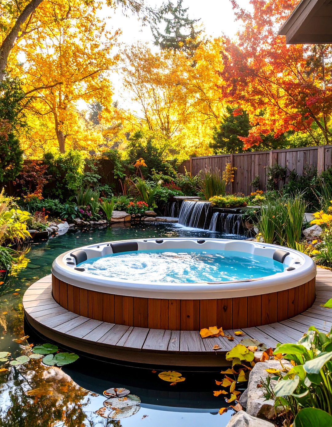 The Natural Swimming Pond with Hot Tub - 30 backyard hot tub ideas
