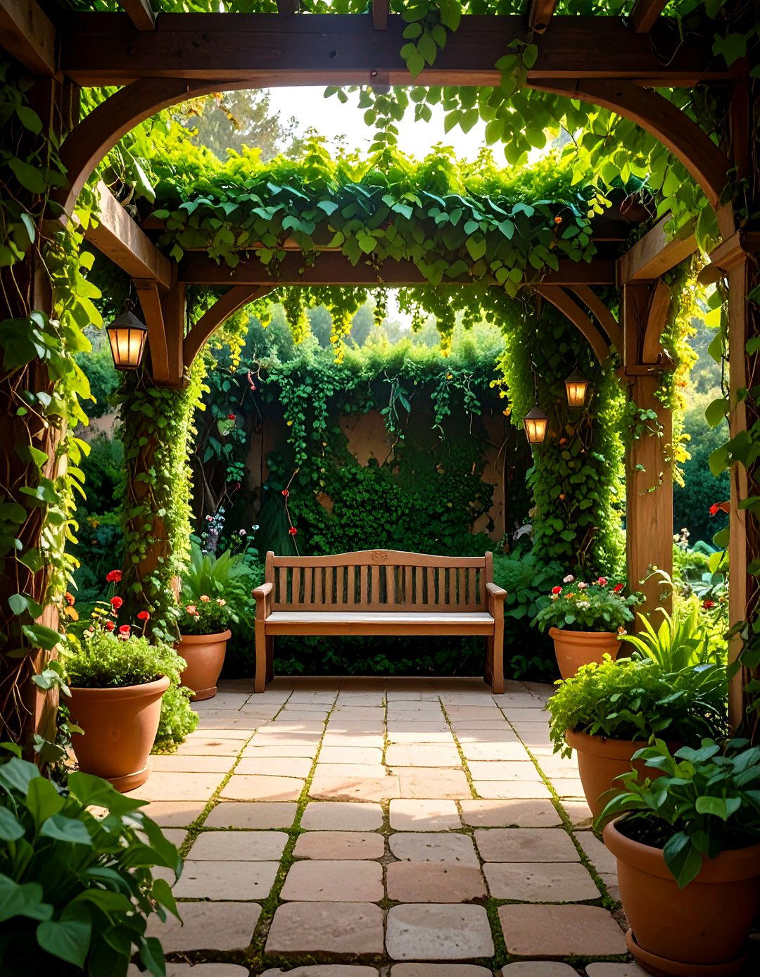 The Natural Vine Covered Trellis - 30 enclosed patio ideas on a budget