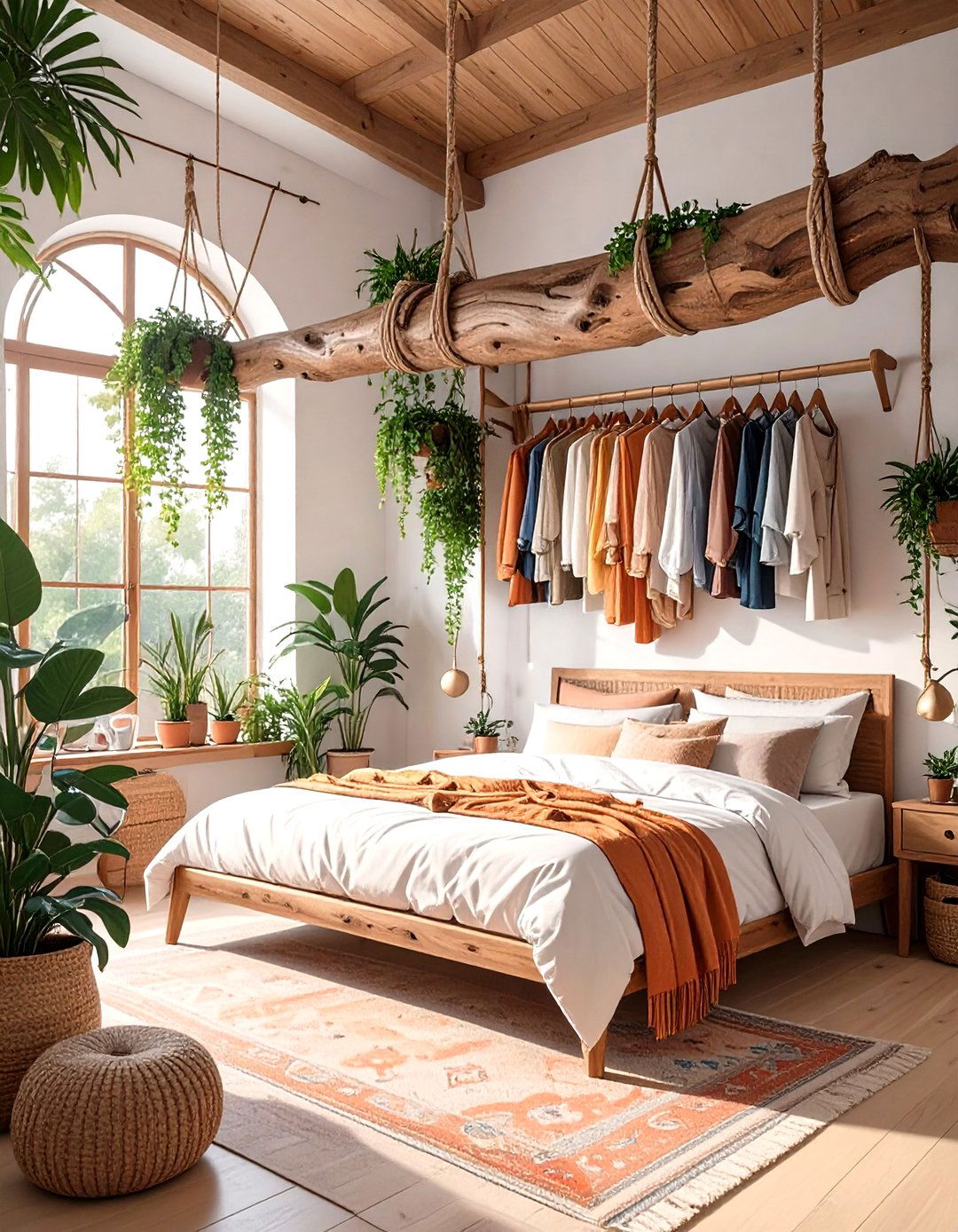 The Natural Wood Branch Rail - 30 open closet ideas
