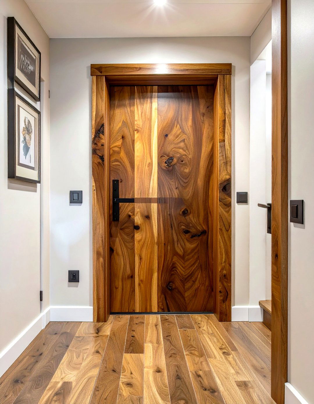 The Natural Wood Slab Basement Door - 30 basement door ideas