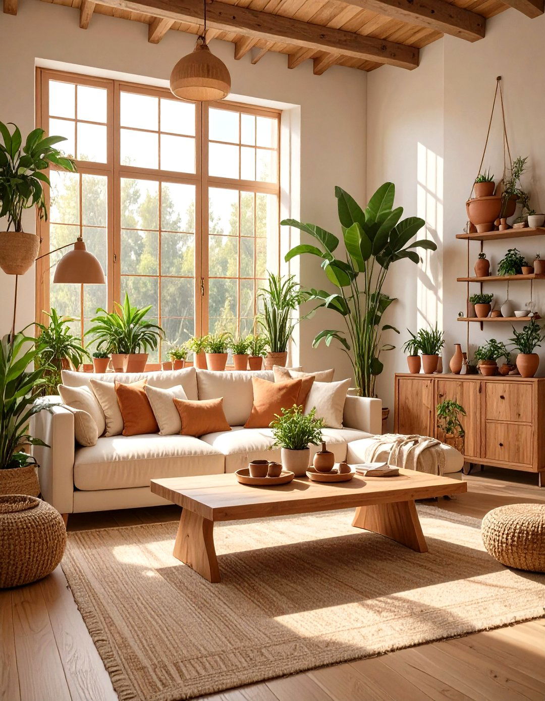 The Natural Wood and Earth Tones Living Room - 30 mens living room ideas