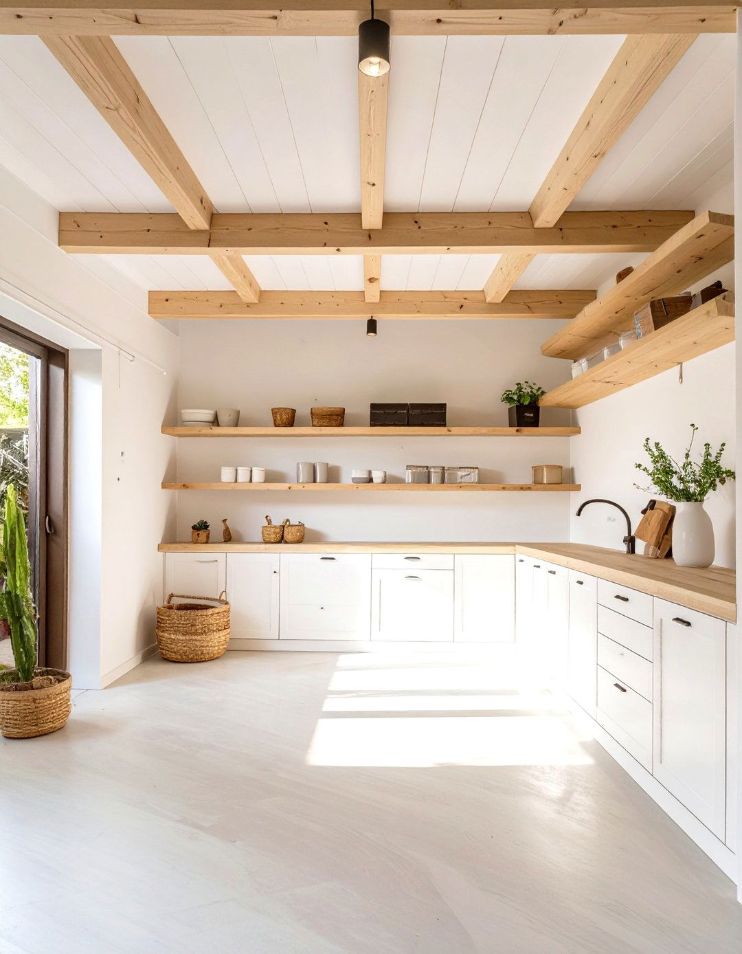 The Natural Wood and White Garage - 30 garage organizing ideas