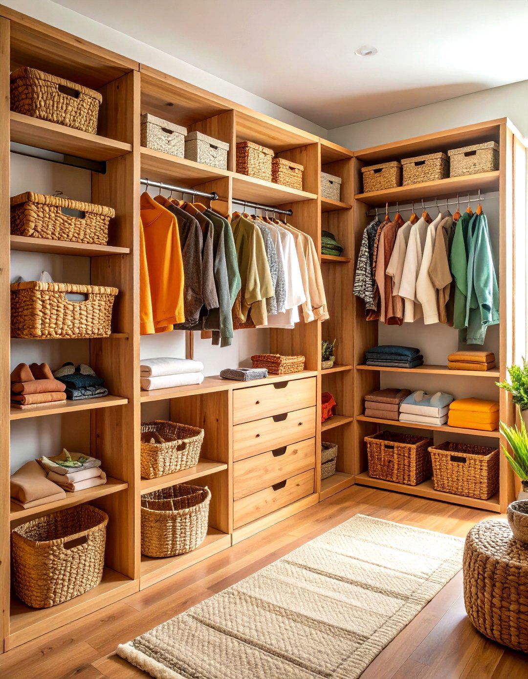 The Natural Wood and Wicker Small Closet - 30 layout small closet design ideas