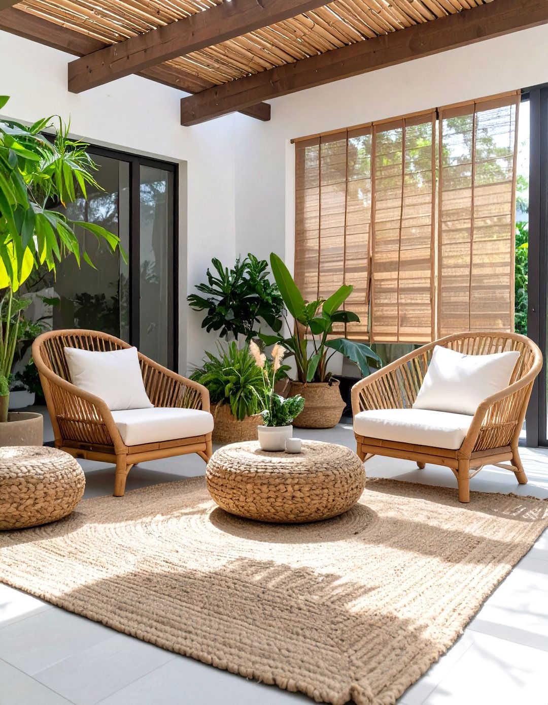 The Natural Woven Textures Patio - 30 cheap patio ideas