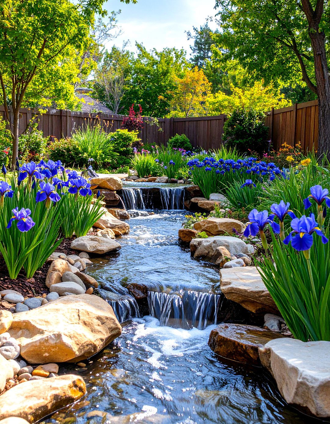 The Naturalistic Creek Bed Garden Fountain - 30 backyard garden fountain ideas