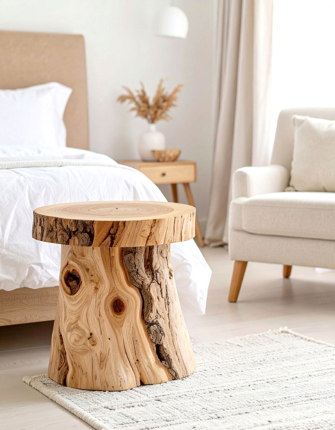 The Nature Inspired Bedroom Log Stool - 30 bedroom seating ideas