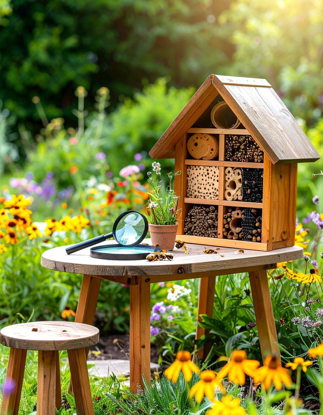The Nature Study and Bug Hotel Area - 30 backyard ideas for kids