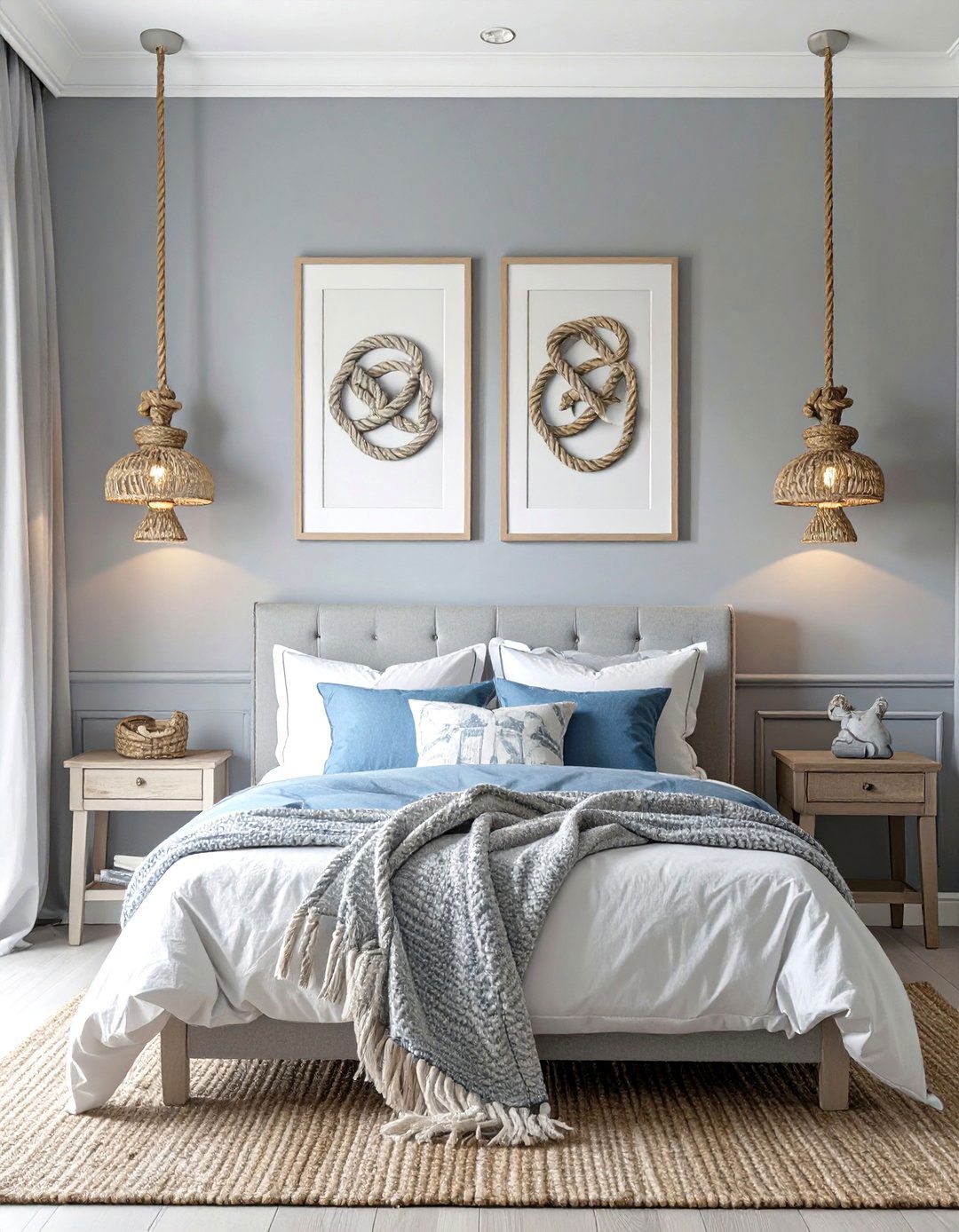 The Nautical Knot Bedroom - 30 navy blue and grey bedroom ideas