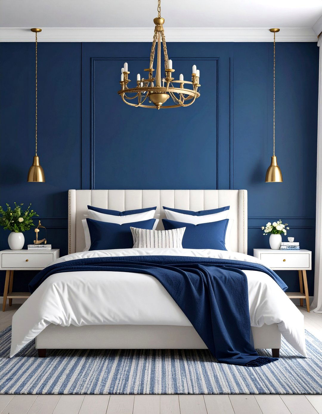 The Nautical Navy and White Bedroom - 30 3d bedroom design ideas