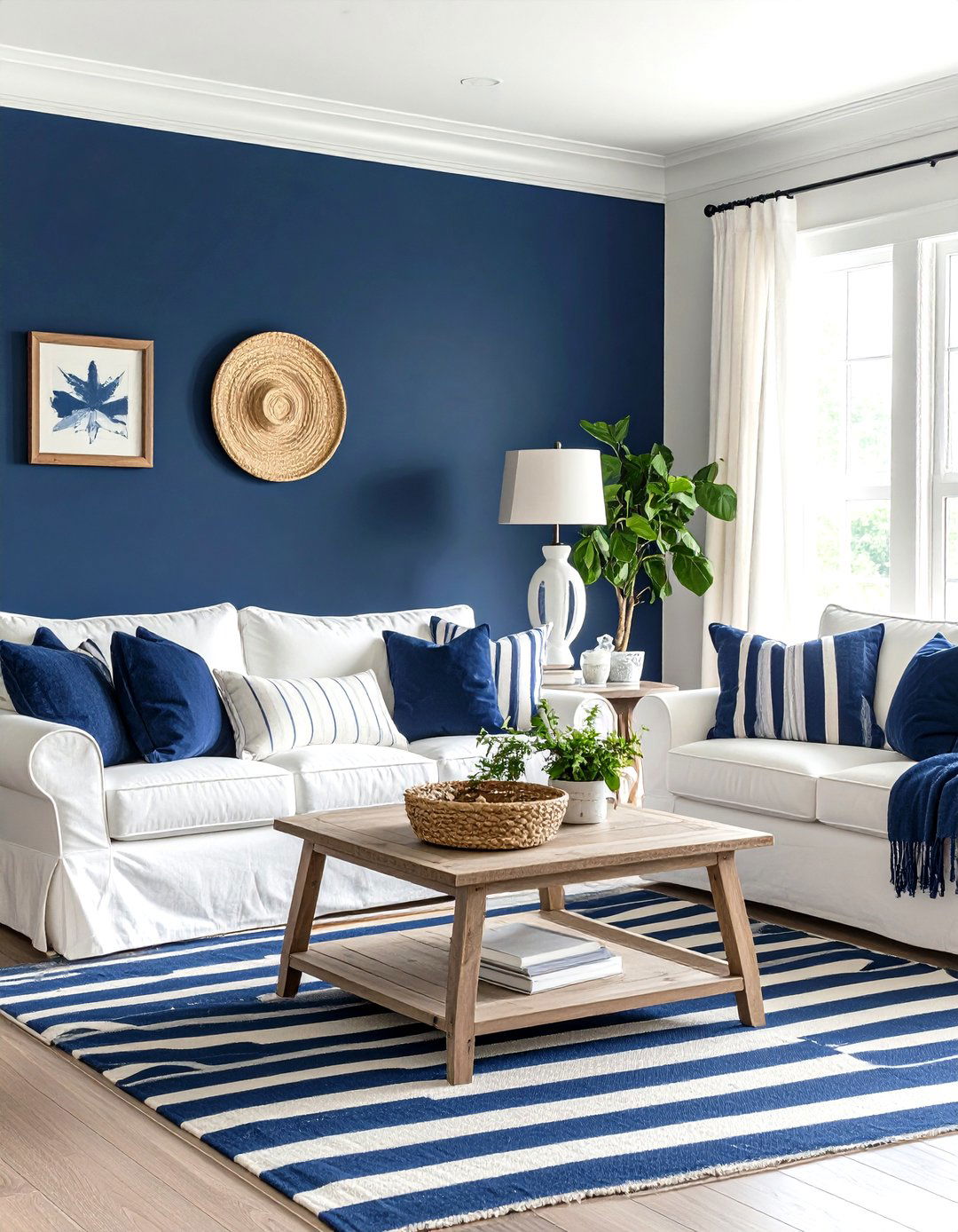 The Nautical Navy and White Scheme - 30 lake house interior design ideas